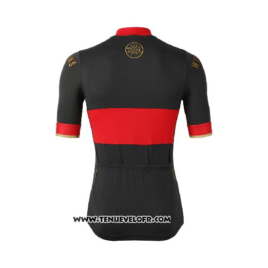 2019 Maillot Ciclismo Lecol Noir Rouge Manches Courtes et Cuissard
